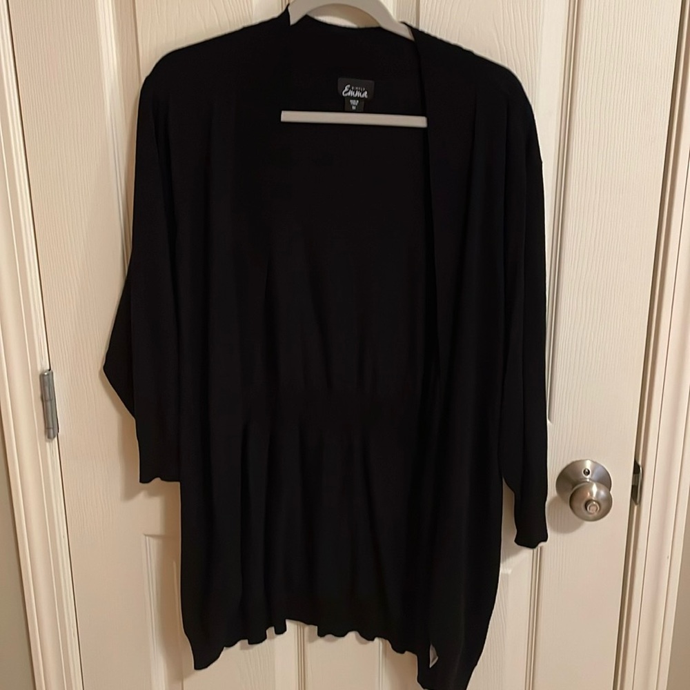 Simply Emma Curved Hem Open Front Cardigan - 3X